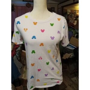 Mickey Mouse Short Sleeve Tee Womens Size Small Disney Character White